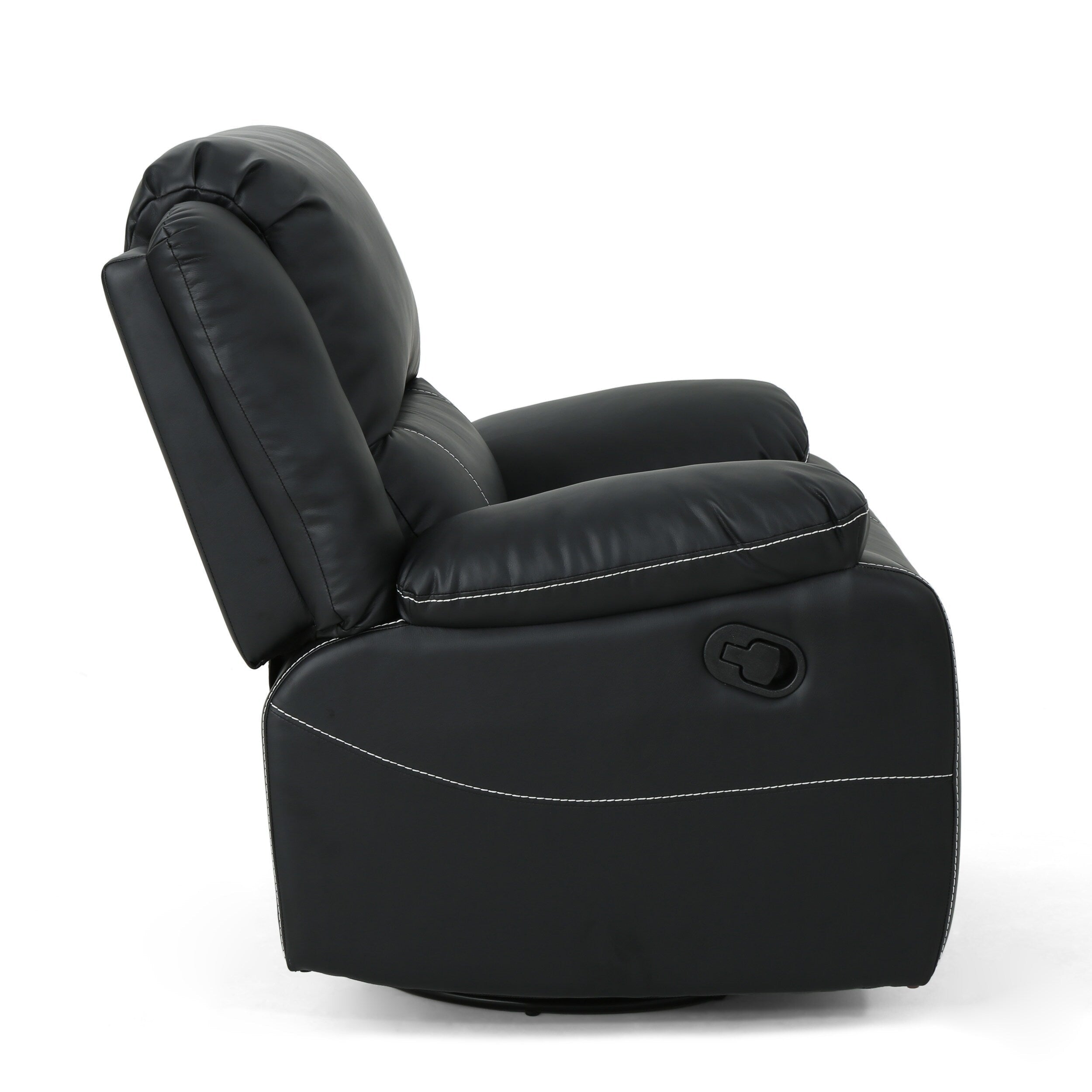 Fauteuil inclinable standard pivotant manuel en similicuir de 39 pouces de large, confortable et idéal pour le salon.
