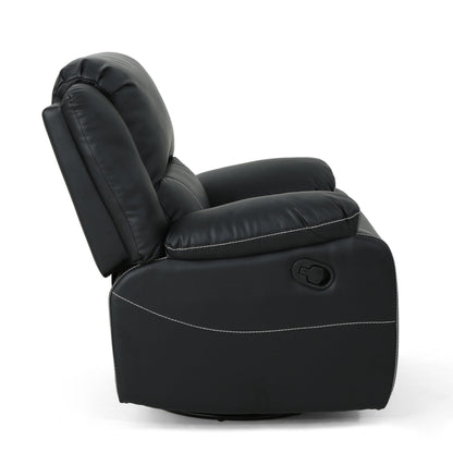 Fauteuil inclinable standard pivotant manuel en similicuir de 39 pouces de large, confortable et idéal pour le salon.