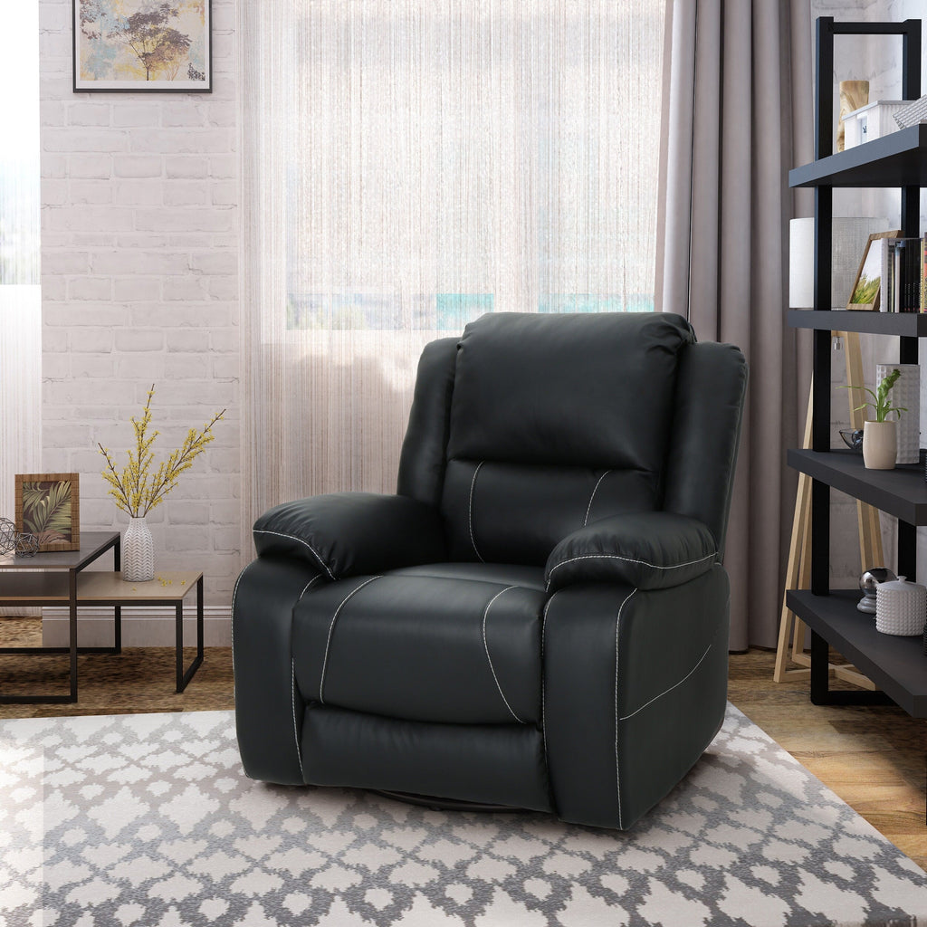 Fauteuil inclinable standard pivotant manuel en similicuir de 39 pouces de large, confortable et idéal pour le salon.