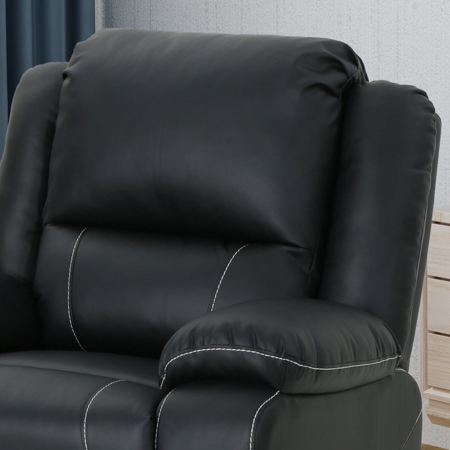 Fauteuil inclinable standard pivotant manuel en similicuir de 39 pouces de large, confortable et idéal pour le salon.