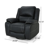 Fauteuil inclinable standard pivotant manuel en similicuir de 39 pouces de large, confortable et idéal pour le salon.