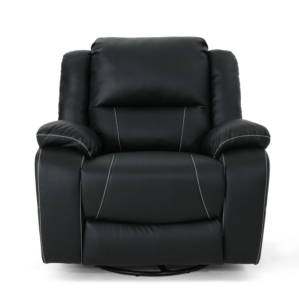 Fauteuil inclinable standard pivotant manuel en similicuir de 39 pouces de large, confortable et idéal pour le salon.
