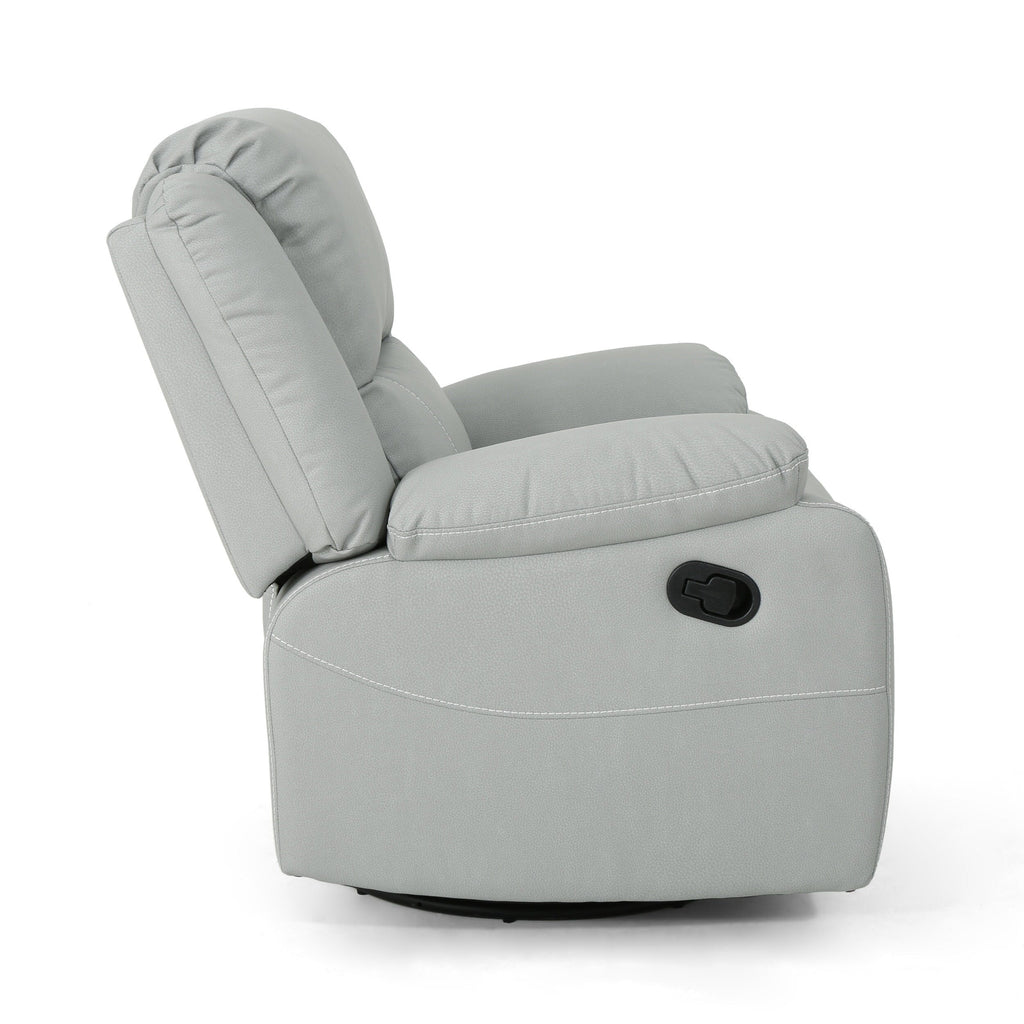 Fauteuil inclinable standard pivotant manuel en similicuir de 39 pouces de large, confortable et idéal pour le salon.