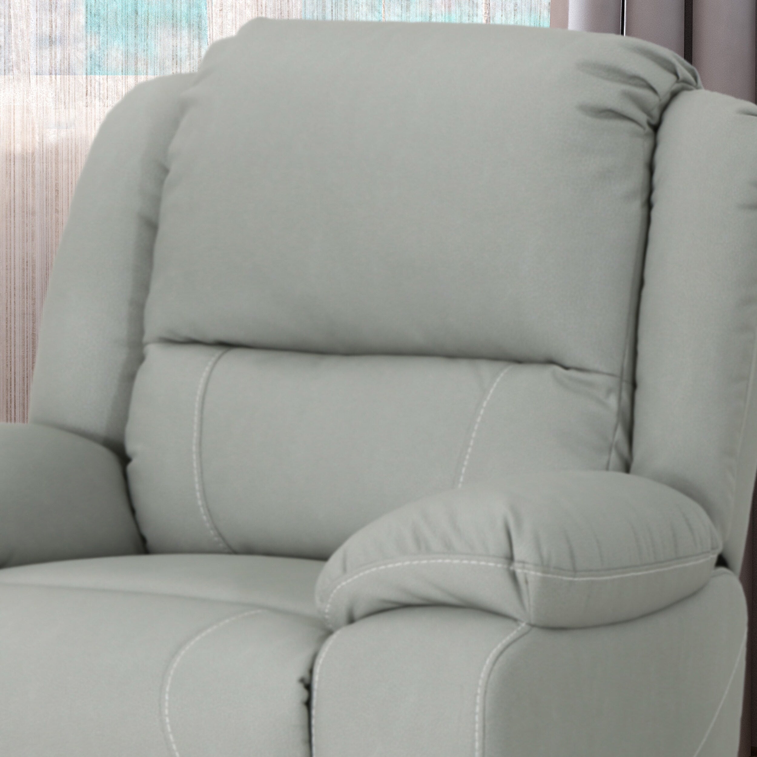 Fauteuil inclinable standard pivotant manuel en similicuir de 39 pouces de large, confortable et idéal pour le salon.