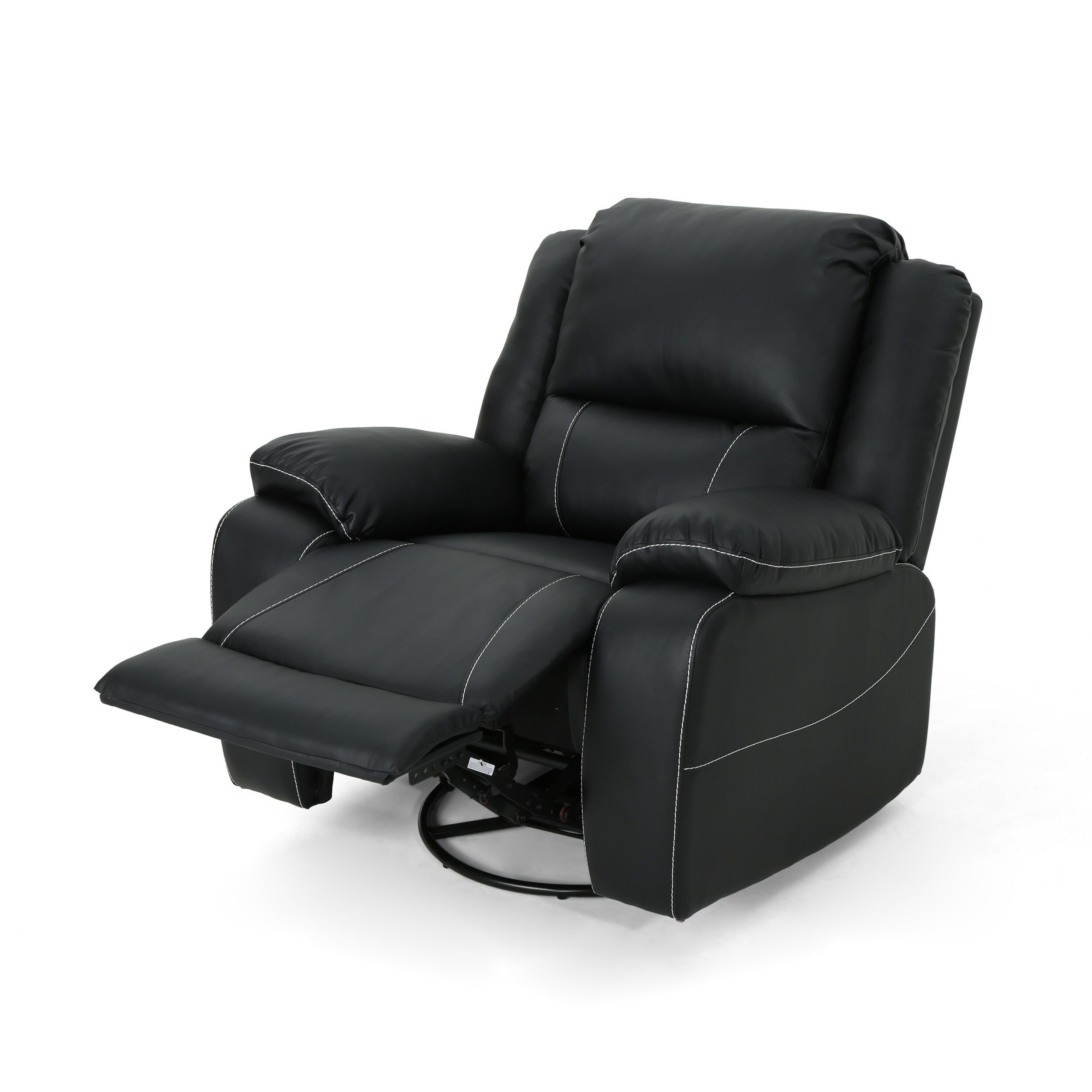Fauteuil inclinable standard pivotant manuel en similicuir de 39 pouces de large, confortable et idéal pour le salon.