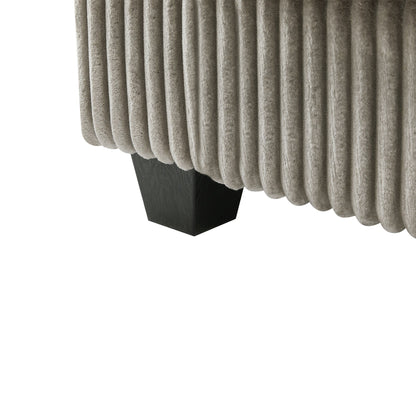 Canapé-lit 4 places moderne en velours côtelé Roomfitters avec ports USB, accoudoirs de rangement dissimulés et porte-gobelets rabattables pour le salon