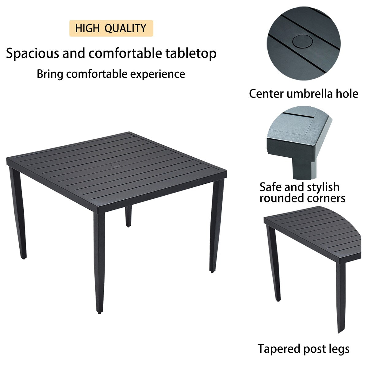Ensemble de salle à manger moderne en aluminium, 5 pièces, pour patio extérieur Roomfitters