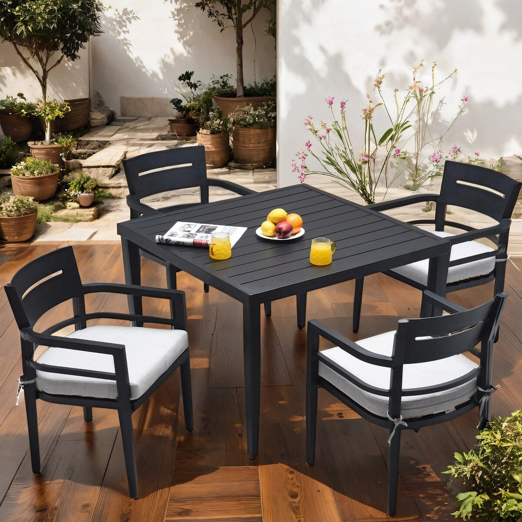 Ensemble de salle à manger moderne en aluminium, 5 pièces, pour patio extérieur Roomfitters