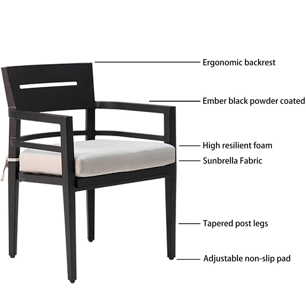 Ensemble de salle à manger moderne en aluminium, 5 pièces, pour patio extérieur Roomfitters