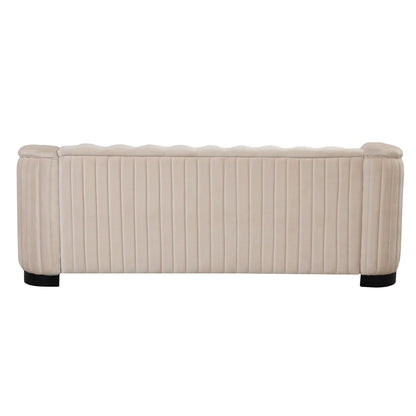 Canapé 3 places en velours moderne du milieu du siècle avec pieds en bois d'hévéa et coussin d'assise épais et amovible, Roomfitters 82.4
