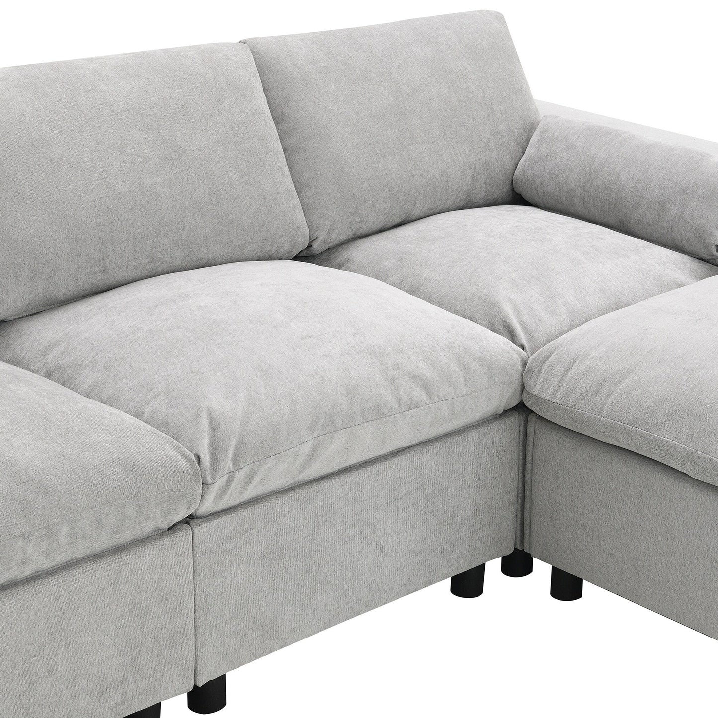 Canapé modulable en U 5 places en chenille Roomfitters 86,5, avec poches de rangement, coussins et 2 poufs