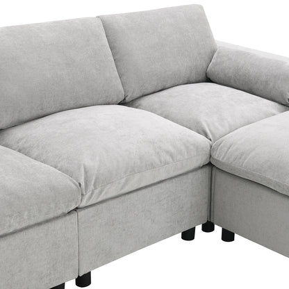 Canapé modulable en U 5 places en chenille Roomfitters 86,5, avec poches de rangement, coussins et 2 poufs