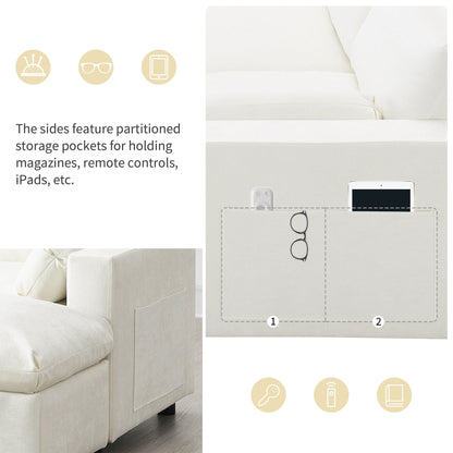 Canapé modulable en U 5 places en chenille Roomfitters 86,5, avec poches de rangement, coussins et 2 poufs