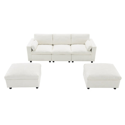 Canapé modulable en U 5 places en chenille Roomfitters 86,5, avec poches de rangement, coussins et 2 poufs