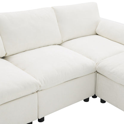 Canapé modulable en U 5 places en chenille Roomfitters 86,5, avec poches de rangement, coussins et 2 poufs