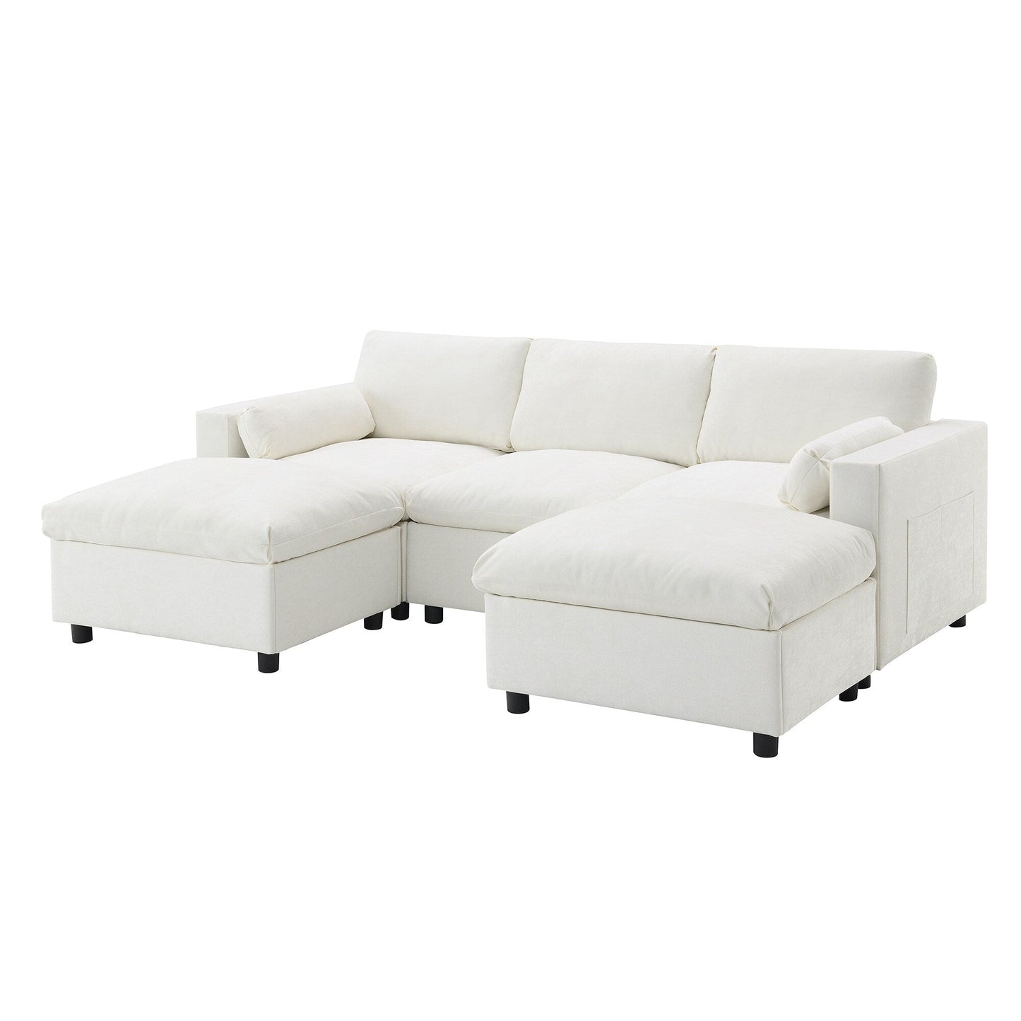 Canapé modulable en U 5 places en chenille Roomfitters 86,5, avec poches de rangement, coussins et 2 poufs