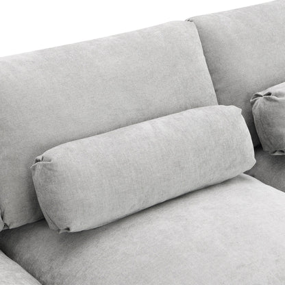 Canapé modulable en U 5 places en chenille Roomfitters 86,5, avec poches de rangement, coussins et 2 poufs