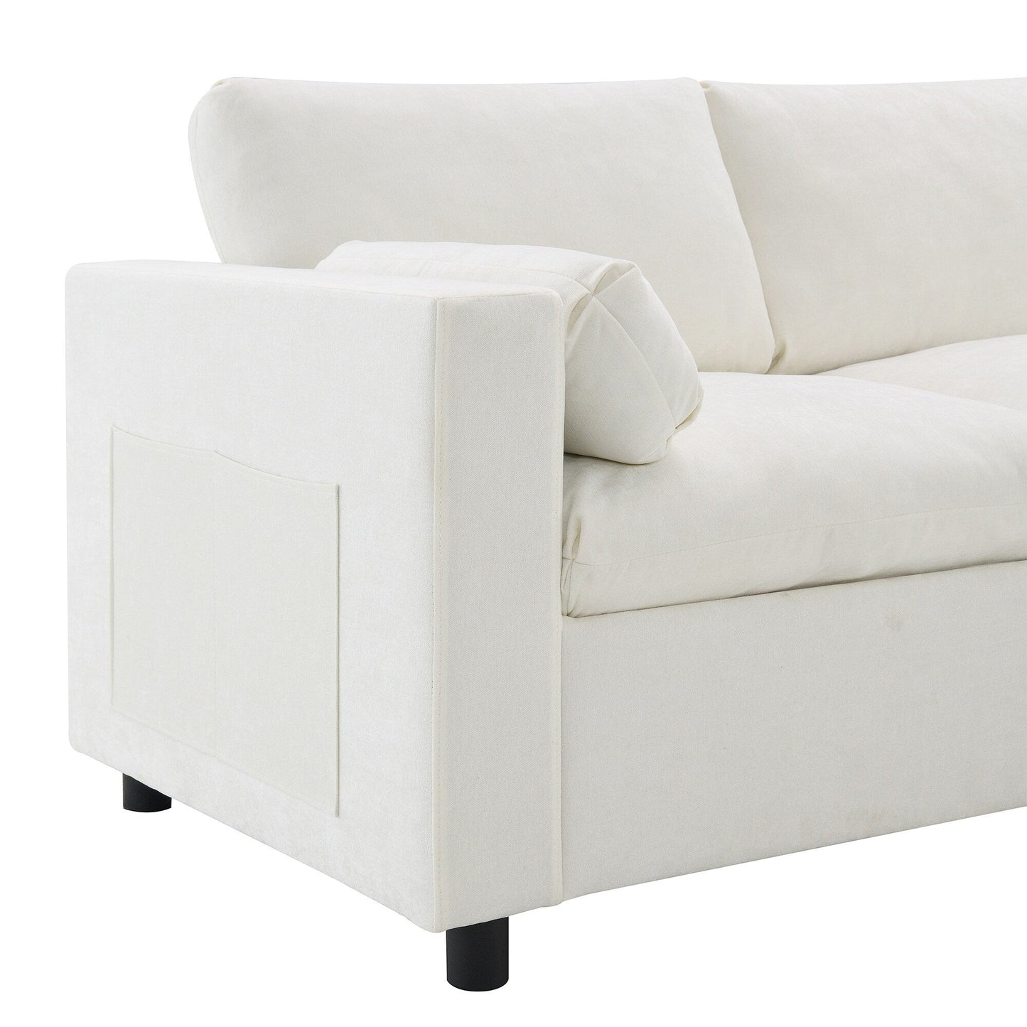 Canapé modulable en U 5 places en chenille Roomfitters 86,5, avec poches de rangement, coussins et 2 poufs