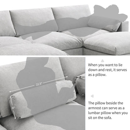 Canapé modulable en U 5 places en chenille Roomfitters 86,5, avec poches de rangement, coussins et 2 poufs