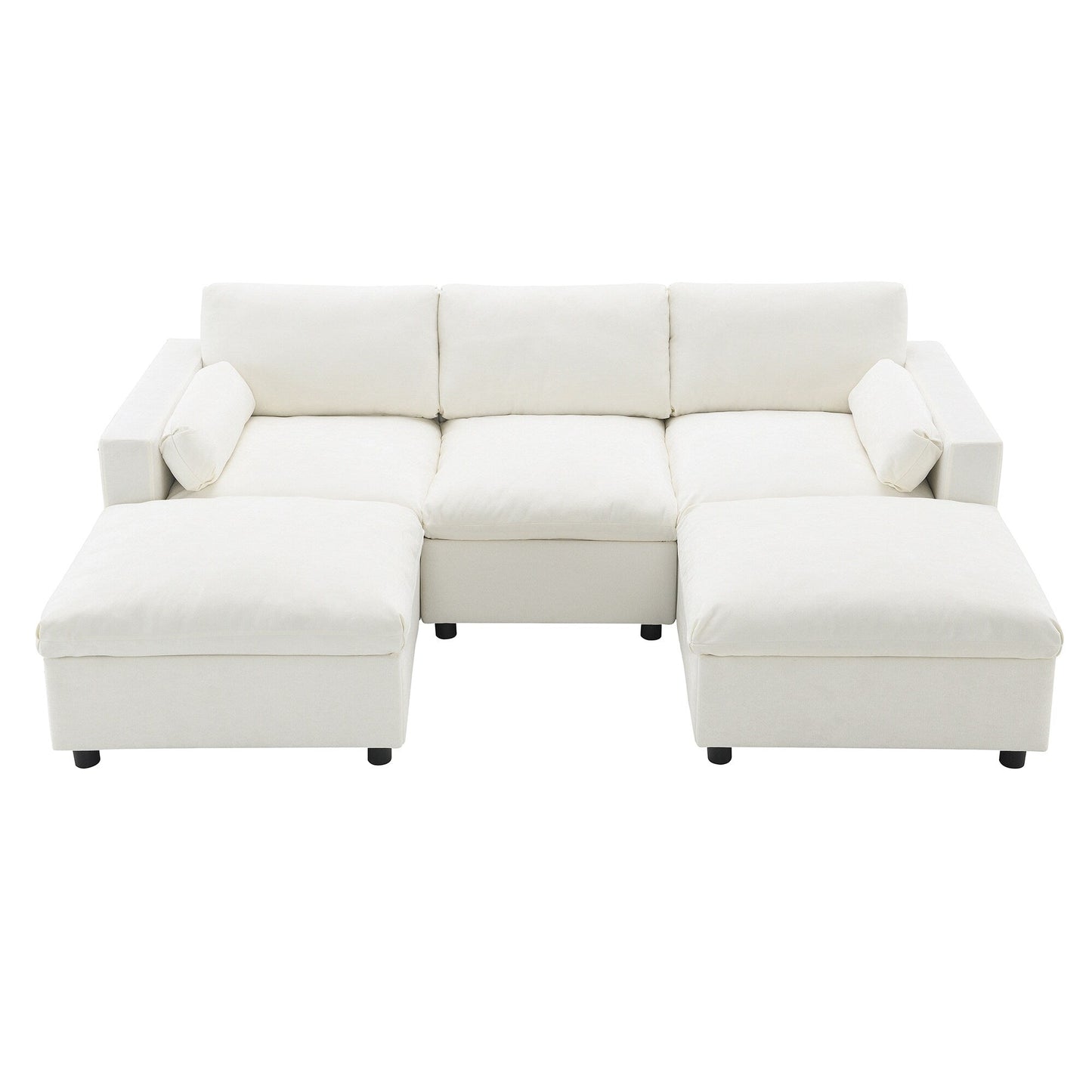 Canapé modulable en U 5 places en chenille Roomfitters 86,5, avec poches de rangement, coussins et 2 poufs