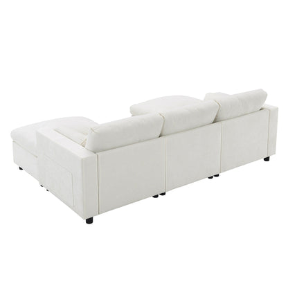 Canapé modulable en U 5 places en chenille Roomfitters 86,5, avec poches de rangement, coussins et 2 poufs