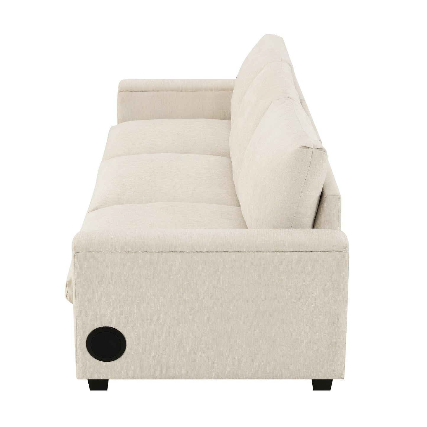 Canapé sectionnel en chenille Roomfitters 96'' x 35'' avec haut-parleur Bluetooth, ensemble de canapés Cloud confortable avec table rabattable et chargeur USB