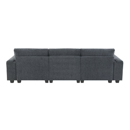 Canapé sectionnel en chenille Roomfitters 96'' x 35'' avec haut-parleur Bluetooth, ensemble de canapés Cloud confortable avec table rabattable et chargeur USB