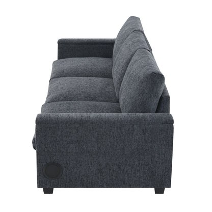 Canapé sectionnel en chenille Roomfitters 96'' x 35'' avec haut-parleur Bluetooth, ensemble de canapés Cloud confortable avec table rabattable et chargeur USB