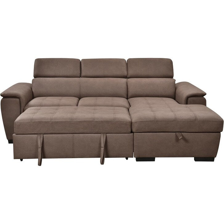 Canapé sectionnel convertible Roomfitters 97 avec méridienne de rangement, appuis-tête réglables et canapé-lit contemporain en L