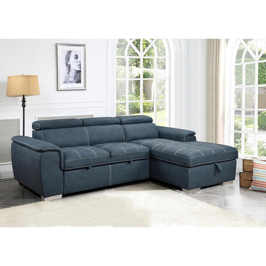 Canapé sectionnel convertible Roomfitters 97 avec méridienne de rangement, appuis-tête réglables et canapé-lit contemporain en L