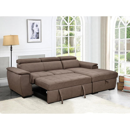 Canapé sectionnel convertible Roomfitters 97 avec méridienne de rangement, appuis-tête réglables et canapé-lit contemporain en L