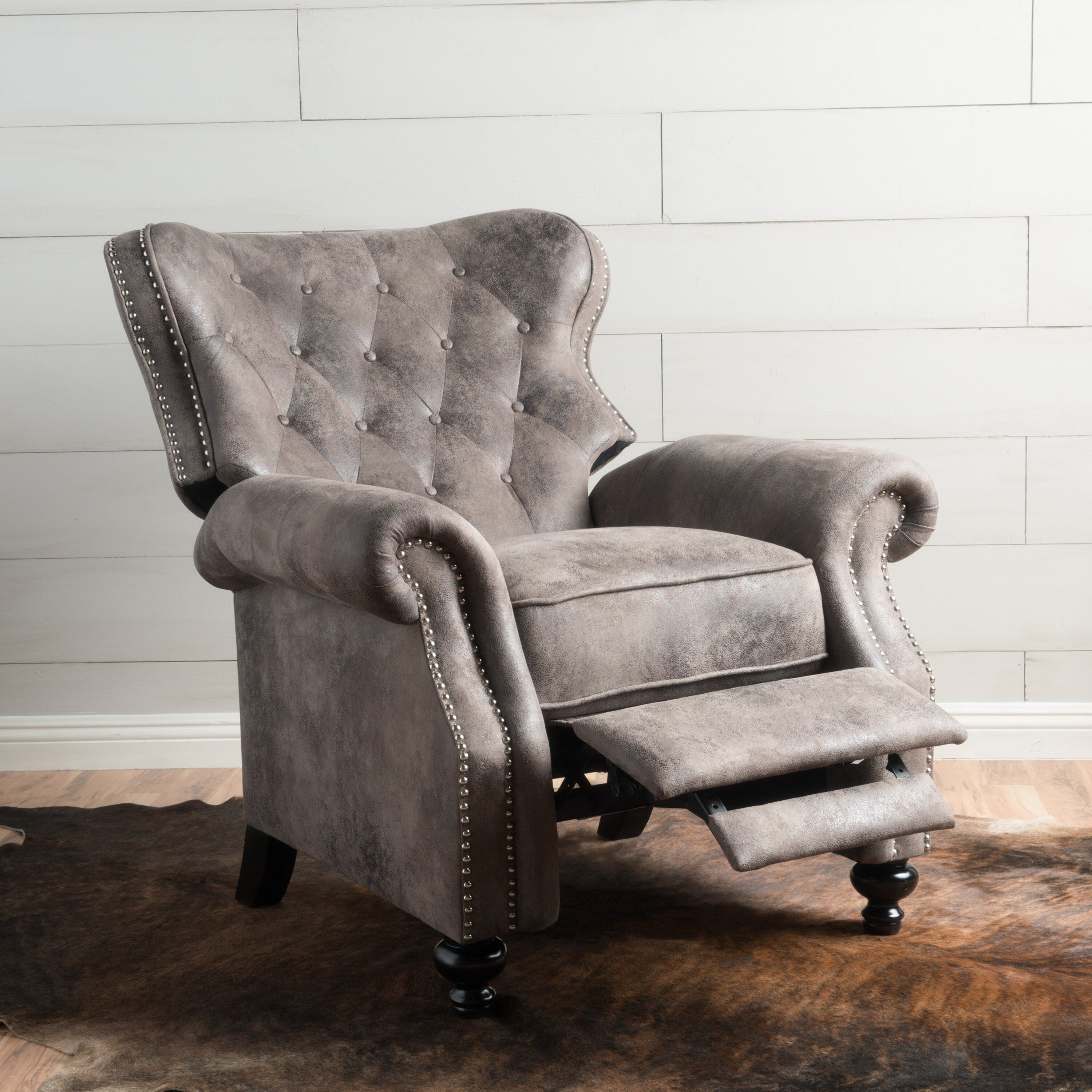 Fauteuil inclinable à dossier relevable avec accoudoirs roulés de Roomfitters, profitez d'un confort cocooning