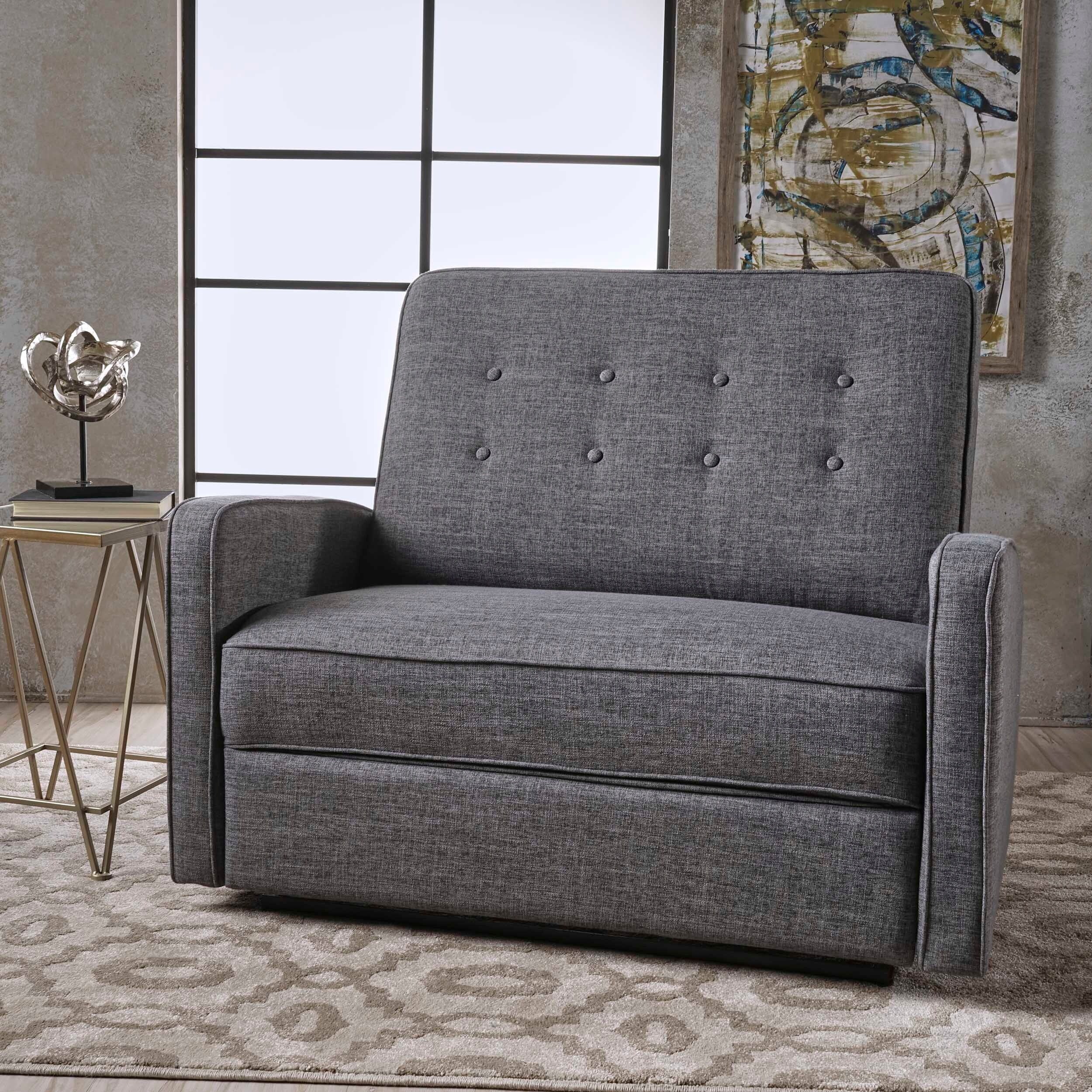 Causeuse capitonnée et rembourrée Roomfitters avec coussins confortables pour salon ou chambre, gris