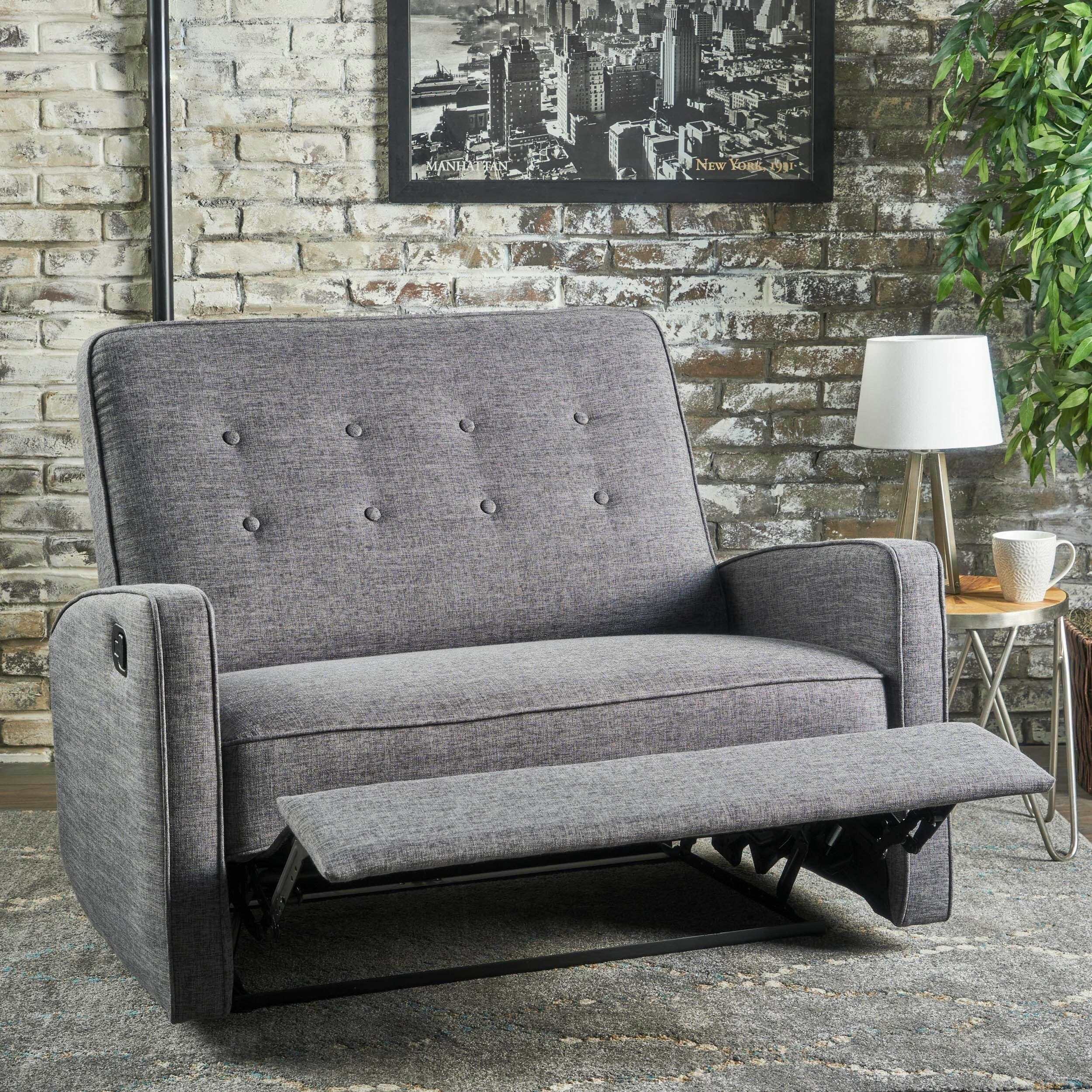 Causeuse capitonnée et rembourrée Roomfitters avec coussins confortables pour salon ou chambre, gris