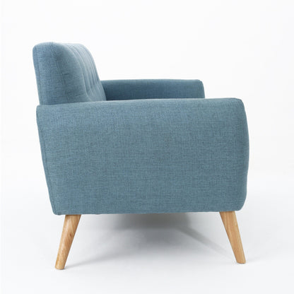 Charmant canapé causeuse compact Roomfitters avec dossier capitonné et coutures gaufrées pour petits espaces, recouvert de tissu doux