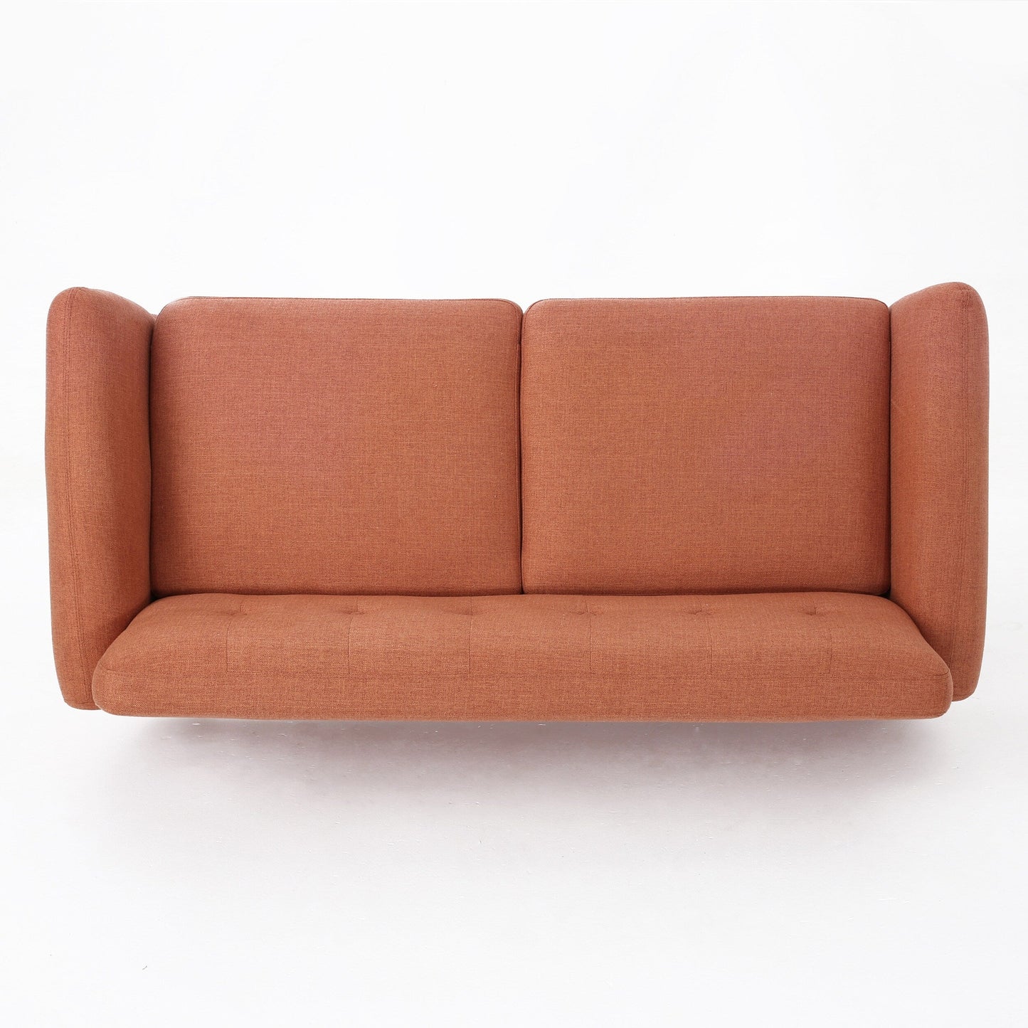 Charmant canapé causeuse compact Roomfitters avec dossier capitonné et coutures gaufrées pour petits espaces, recouvert de tissu doux