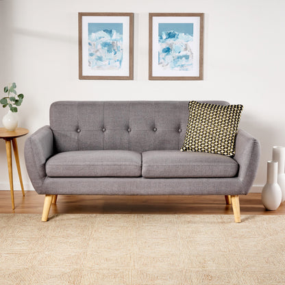 Charmant canapé causeuse compact Roomfitters avec dossier capitonné et coutures gaufrées pour petits espaces, recouvert de tissu doux