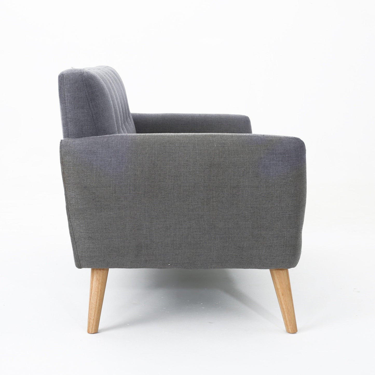 Charmant canapé causeuse compact Roomfitters avec dossier capitonné et coutures gaufrées pour petits espaces, recouvert de tissu doux