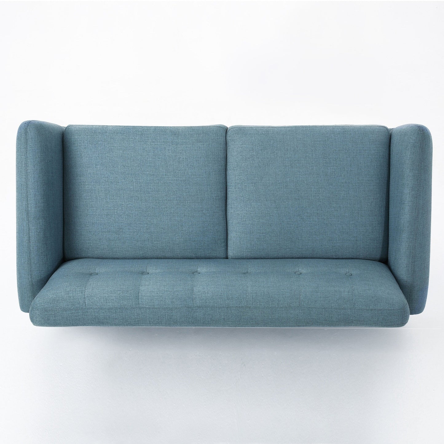 Charmant canapé causeuse compact Roomfitters avec dossier capitonné et coutures gaufrées pour petits espaces, recouvert de tissu doux