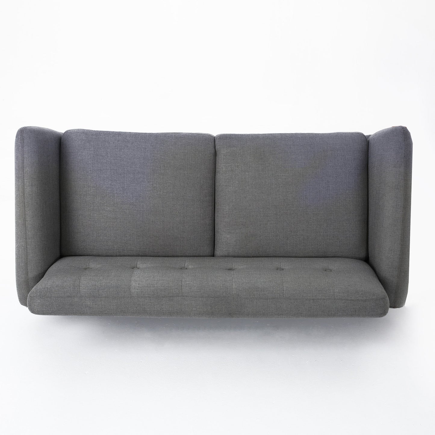 Charmant canapé causeuse compact Roomfitters avec dossier capitonné et coutures gaufrées pour petits espaces, recouvert de tissu doux