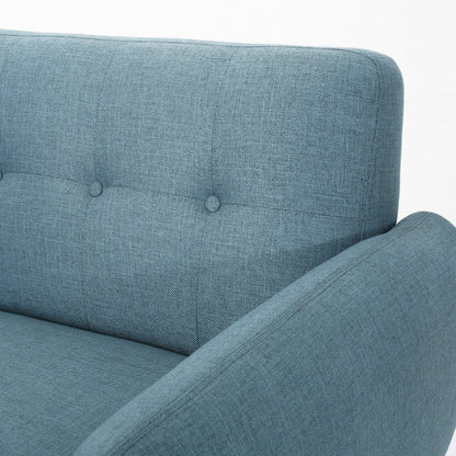 Charmant canapé causeuse compact Roomfitters avec dossier capitonné et coutures gaufrées pour petits espaces, recouvert de tissu doux