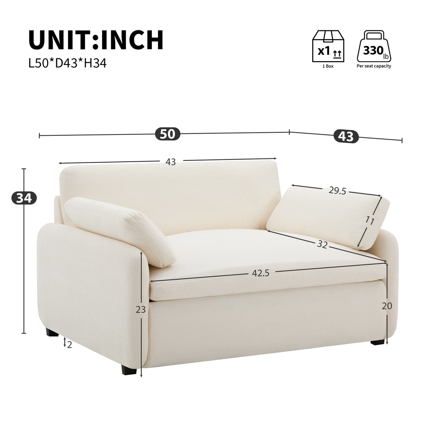 Fauteuil d'appoint surdimensionné en chenille avec coussins, fauteuil de salon rembourré et confortable pour le salon