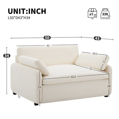 Fauteuil d'appoint surdimensionné en chenille avec coussins, fauteuil de salon rembourré et confortable pour le salon