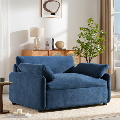 Fauteuil d'appoint surdimensionné en chenille avec coussins, fauteuil de salon rembourré et confortable pour le salon