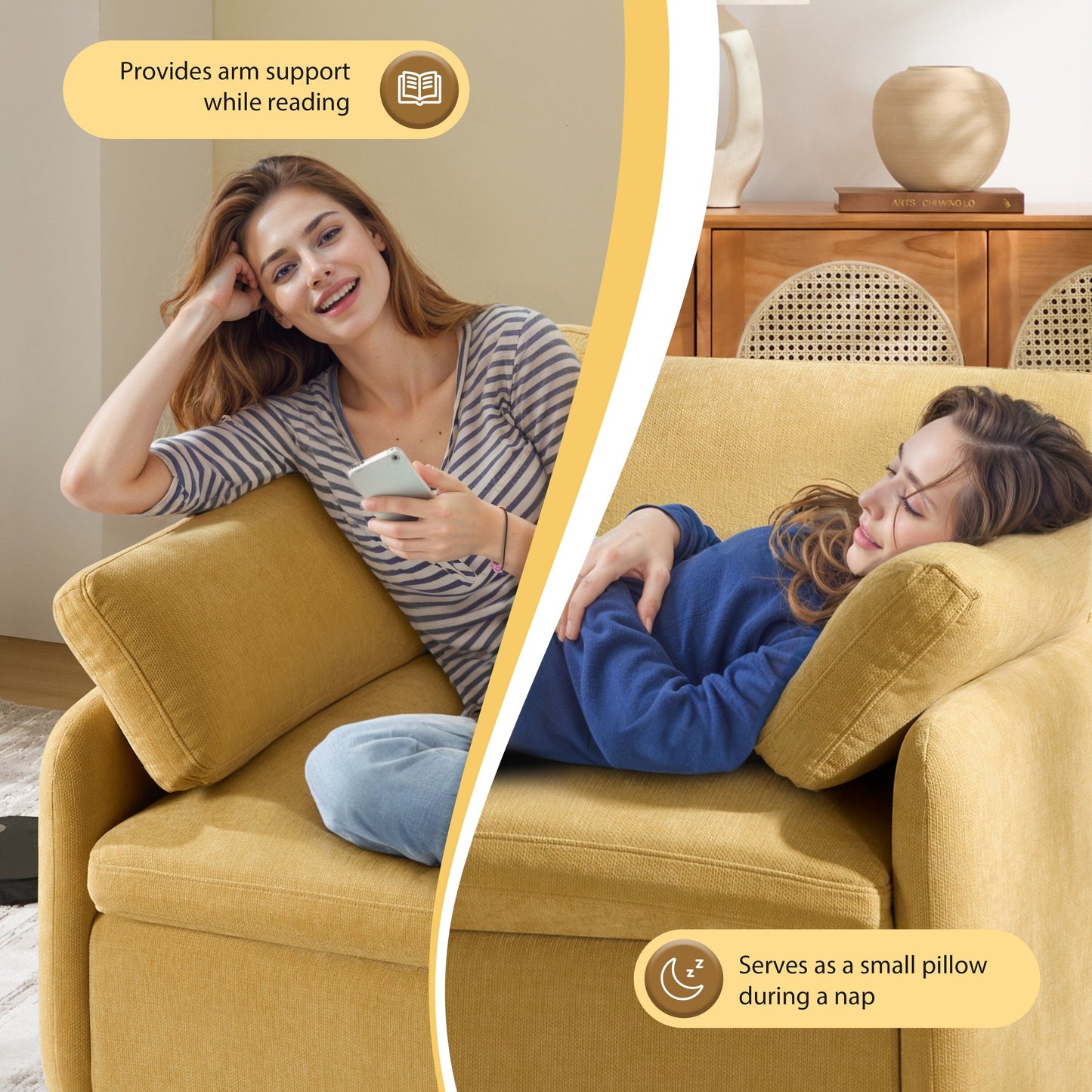 Fauteuil d'appoint surdimensionné en chenille avec coussins, fauteuil de salon rembourré et confortable pour le salon