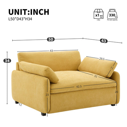 Fauteuil d'appoint surdimensionné en chenille avec coussins, fauteuil de salon rembourré et confortable pour le salon