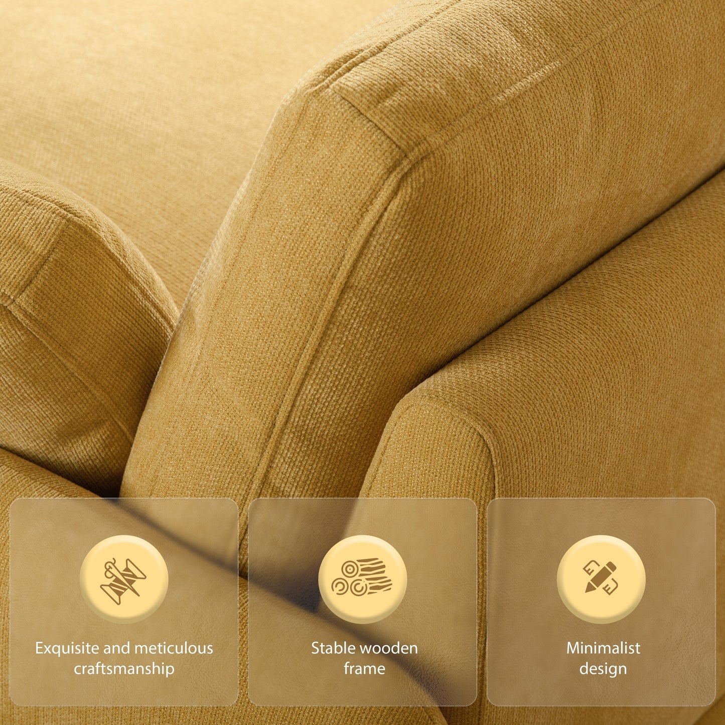 Fauteuil d'appoint surdimensionné en chenille avec coussins, fauteuil de salon rembourré et confortable pour le salon