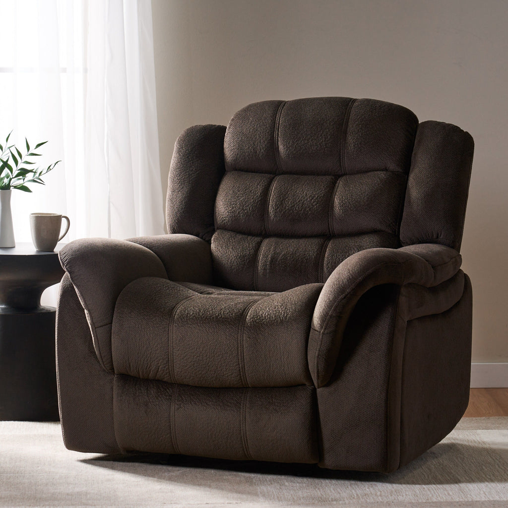 Fauteuil inclinable et planeur Roomfitters au design classique, en tissu peluche marron
