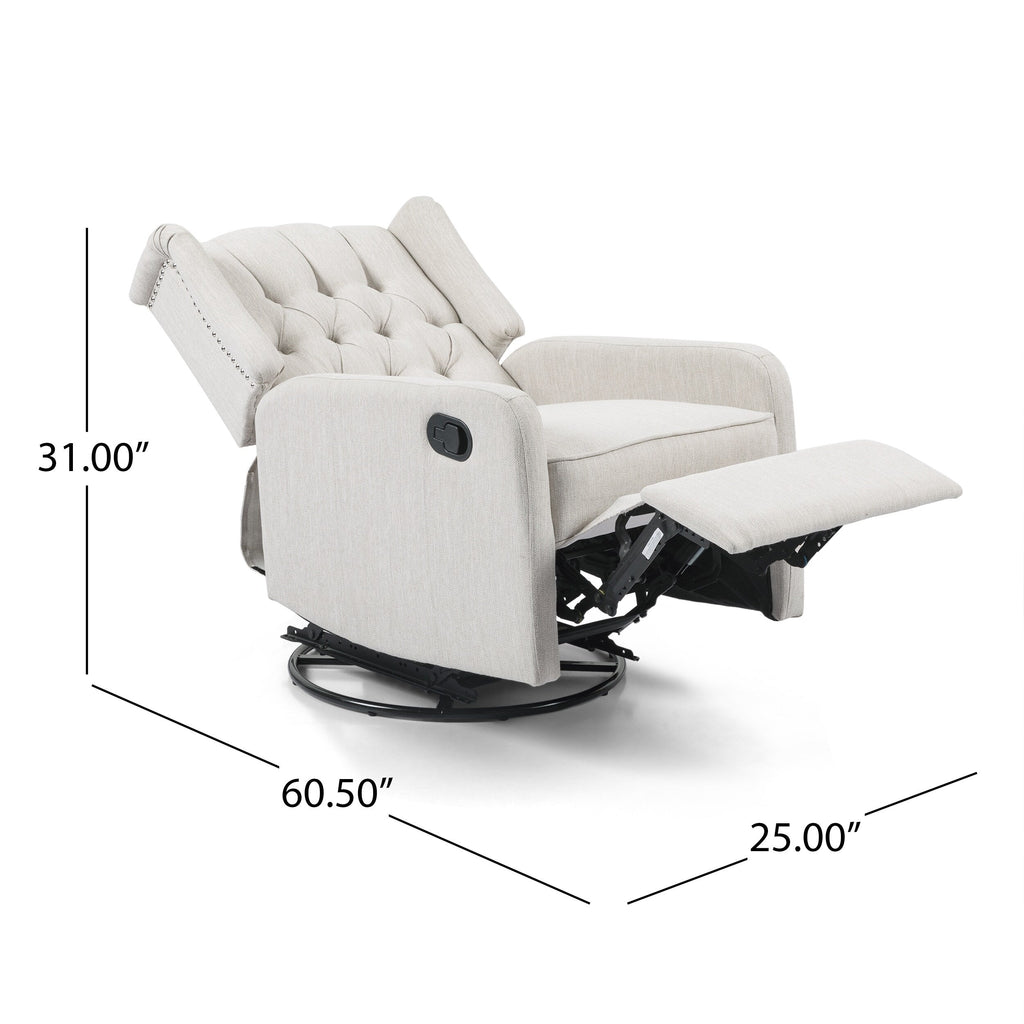 Fauteuil inclinable manuel au design classique de Roomfitters, pivotant à 360 degrés, idéal pour le salon