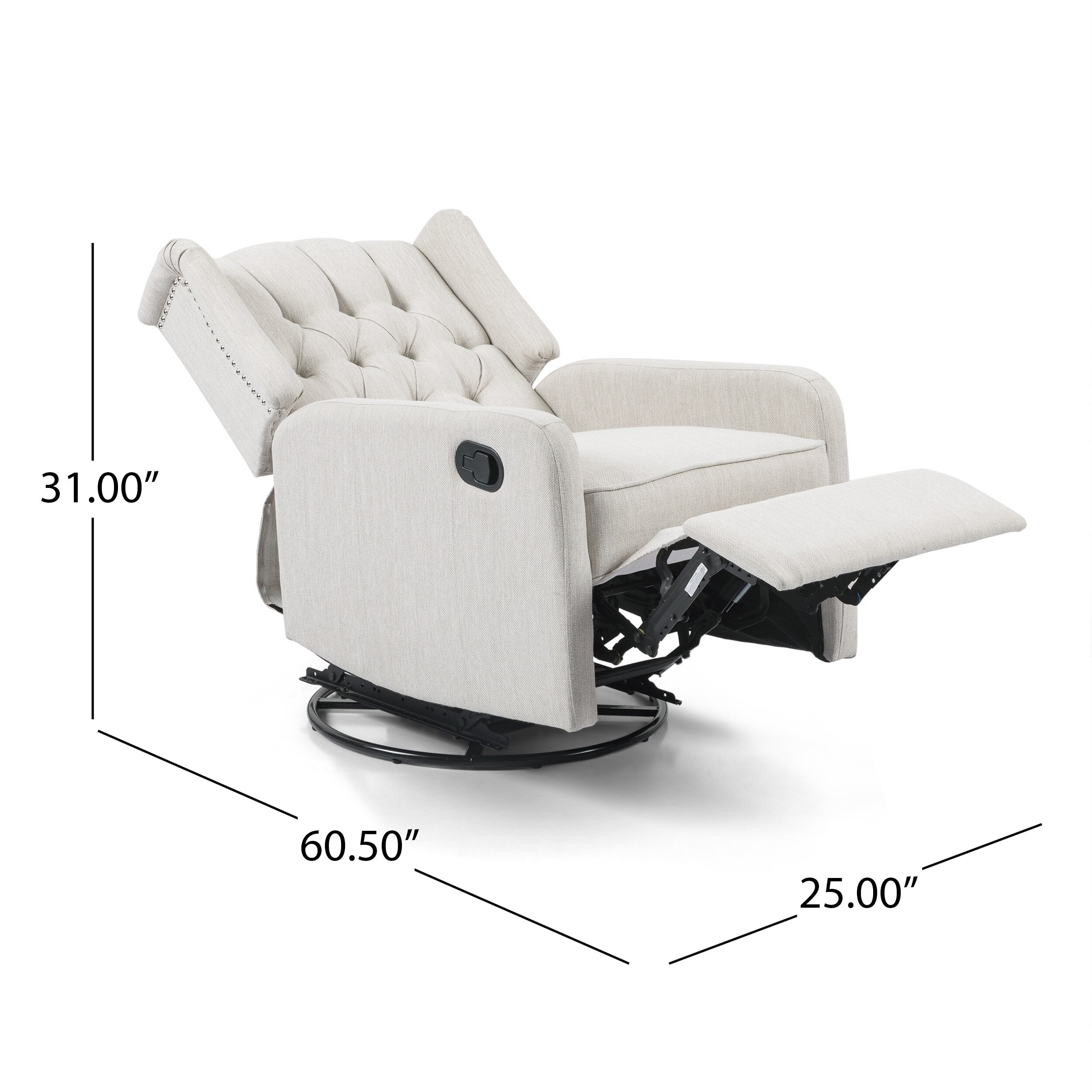 Fauteuil inclinable manuel au design classique de Roomfitters, pivotant à 360 degrés, idéal pour le salon